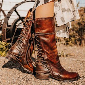 Freebird Diamond cognac lace back boots